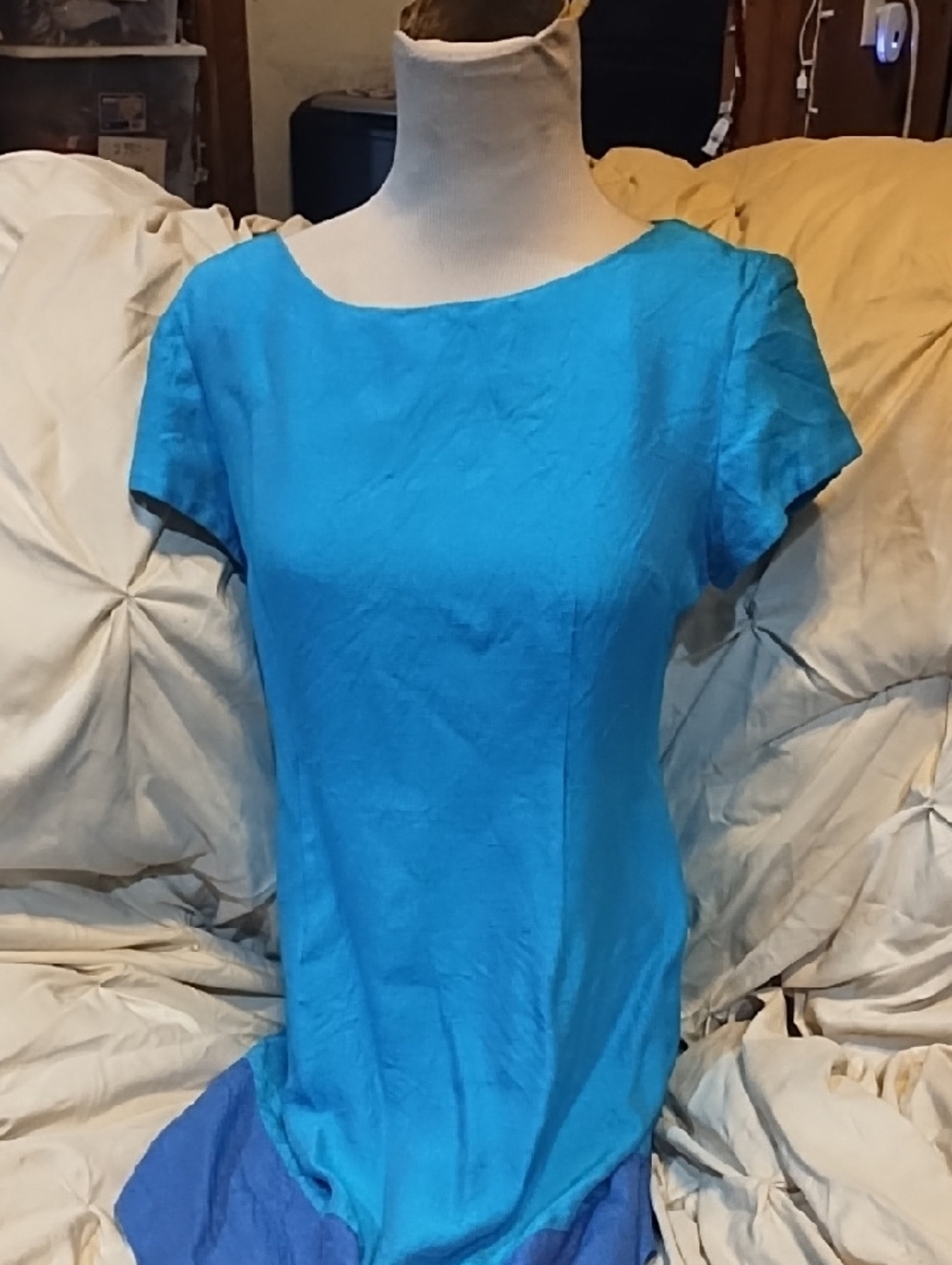 Jessica Howard Turquoise Cap Sleeve Scoop Neck Dress
